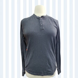 True Craft men's black waffle pullover button up front shirt